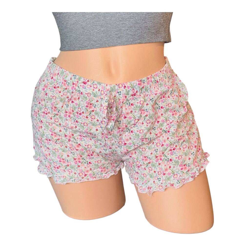 Love to Lounge Ditsy Floral Mini PJ Shorts Ruffle HighWaist Summer Pajamas small